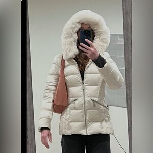 NWT Dawn Levy Nikki ivory hooded puffer XS